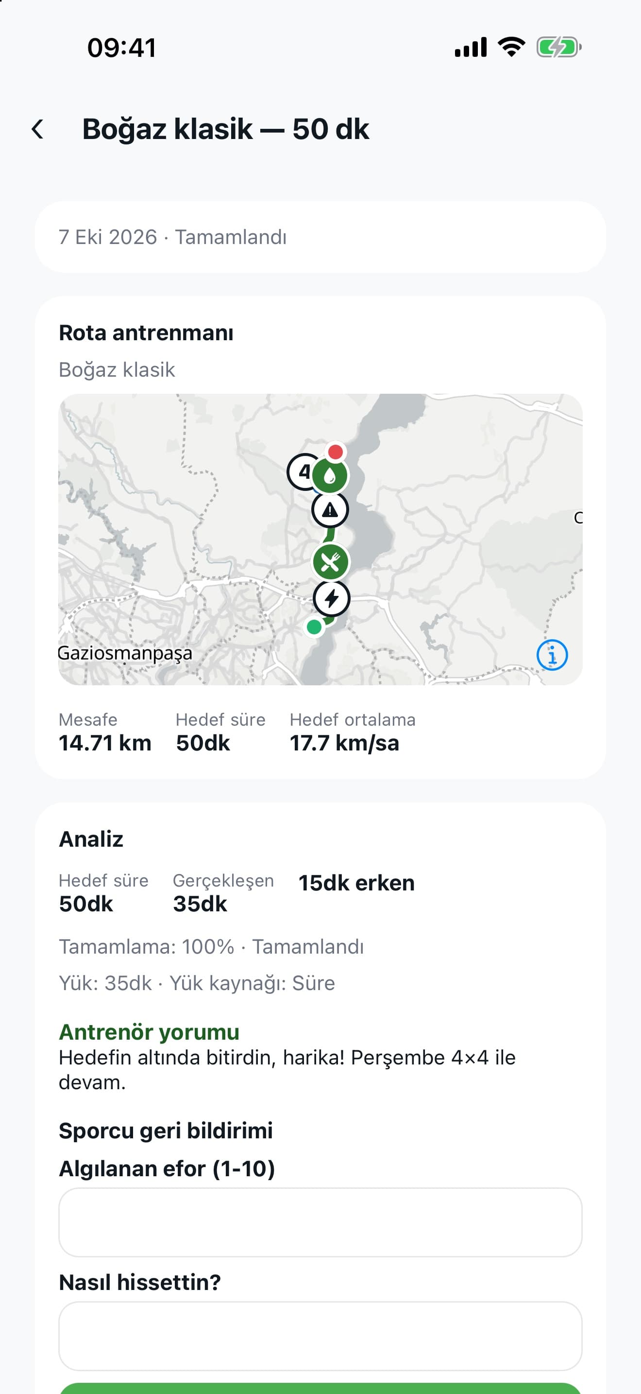Mobil uygulamada rota antrenmanı